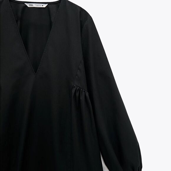 VOLUMINOUS POPLIN DRESS ZARA BLACK - Picture 6 of 6